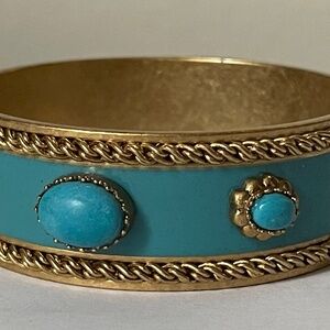 Couture Couture Los Angeles blue enamel, faux turquoise bangle bracelet